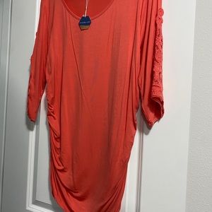 Maternity top with lace detail and ruching